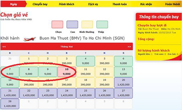 Hình ảnh Vé máy bay Tết 2015 Buôn Ma Thuột – Sài Gòn giá 9k
