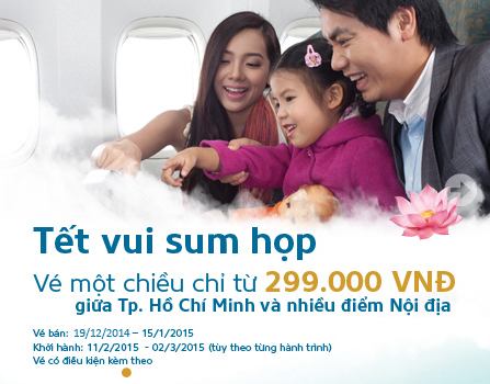 Hình ảnh vé máy bay Tết 2015 giá ưu đãi của Vietnam Airlines