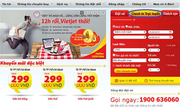 Hình ảnh cách check in trực tuyến của Vietjet Air