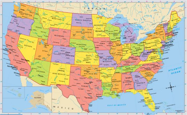 Bản đồ nước Mỹ thuộc châu nào