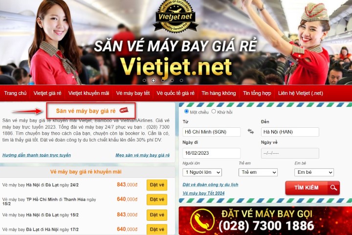 Săn vé máy bay giá rẻ đi Sài Gòn tại Vietjet.net