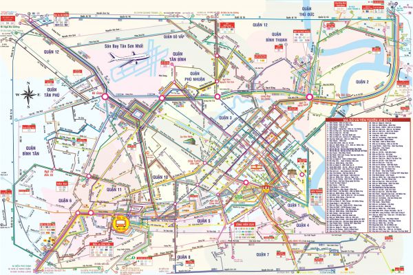 Bản đồ hệ thống các tuyến xe bus đang hoạt động trong nội thành Sài Gòn 