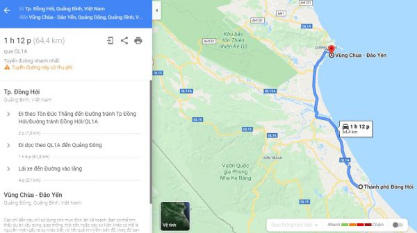 Từ Đồng Hới đi Vũng Chùa bao nhiêu km?