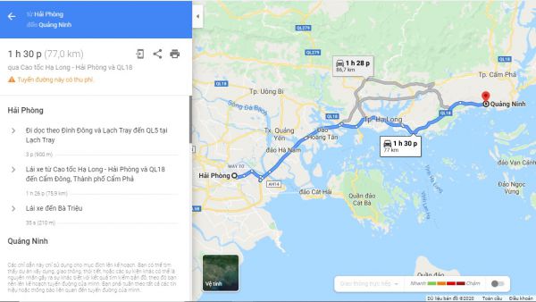 Từ Hải Phòng đi Quảng Ninh bao nhiêu km?
