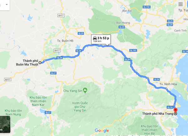 Từ Buôn Ma thuột đi Nha Trang bao nhiêu km