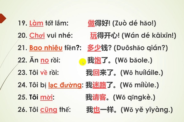Học một vài câu giao tiếp tiếng Trung cơ bản