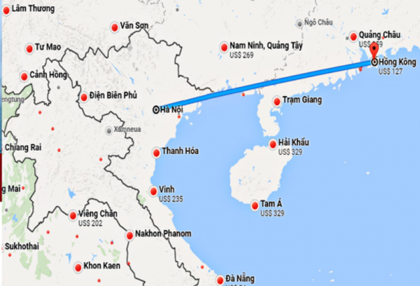 Thời gian bay từ Hà Nội sang Hong Kong 