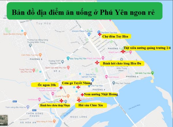 Bản đồ du lịch Phú Yên - Địa điểm ăn uống