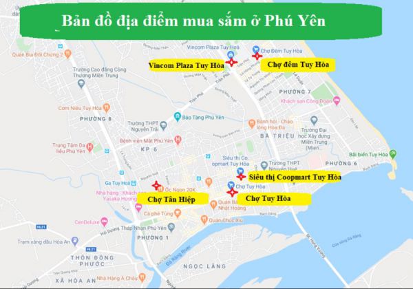 Bản đồ du lịch Phú Yên - Địa điểm mua sắm