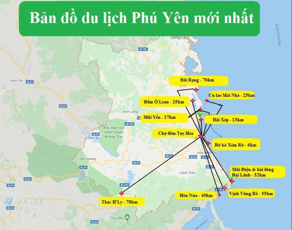 Bản đồ du lịch Phú Yên chi tiết mới nhất 2023 - Vietjet.net