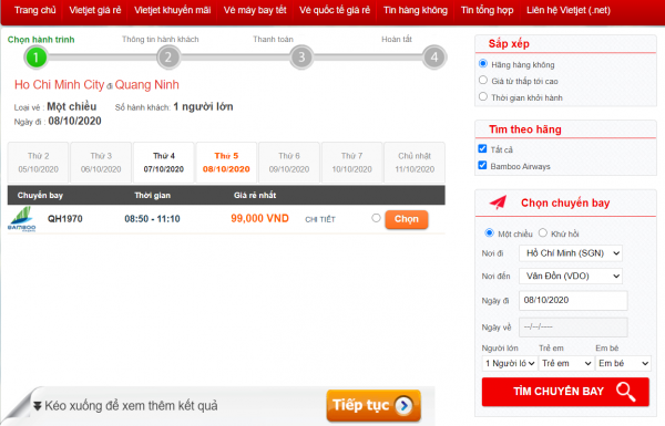 Đặt vé máy bay đi Vân Đồn tại Vietjet (.,net)