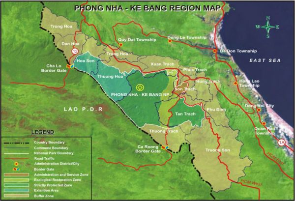 Vị trí khu du lịch Phong Nha Kẻ Bàng Quảng Bình trên bản đồ Việt Nam
