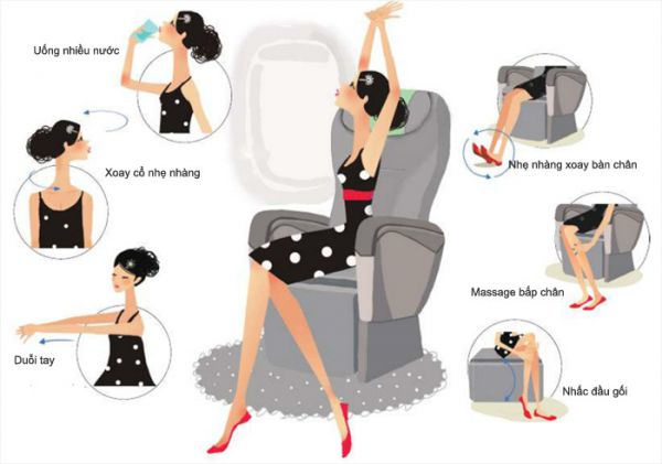 Một vài động tác giúp bạn thư giãn trên máy bay