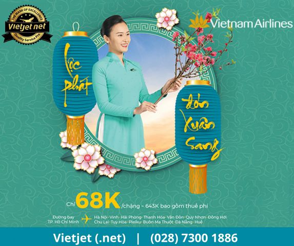 Vietnam Airlines ưu đãi vé máy bay Tết 2022 chỉ 68K/chiều