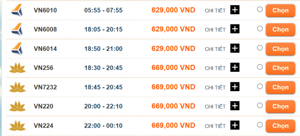 Tại Vietjet (.net) các chuyến bay được kí hiệu rõ ràng, tránh tối đa sự nhầm lẫn của khách hàng
