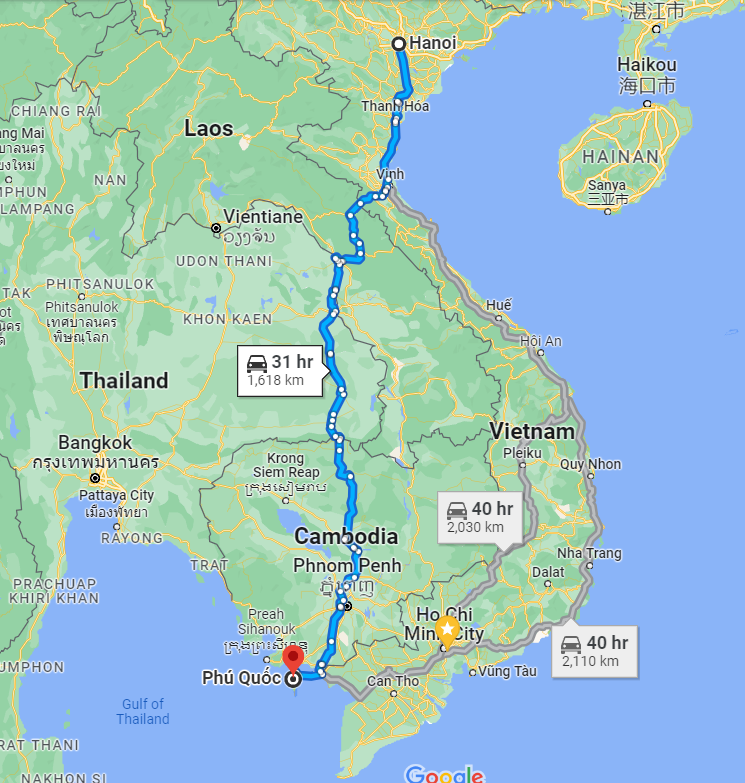 Quãng đường đi từ Hà Nội đến Phú Quốc khoảng 1.663km theo đường hàng không