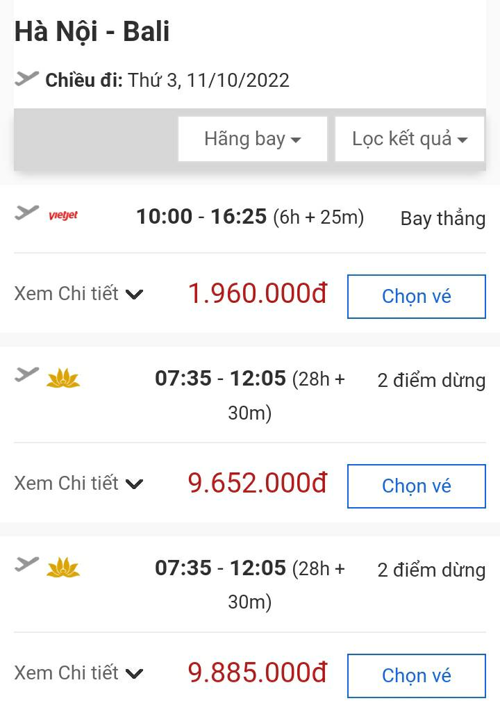 Thời gian bay từ Hà Nội đến Bali mất bao lâu? 