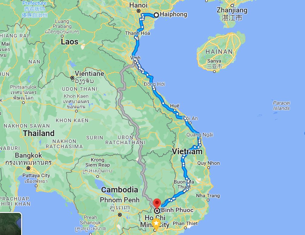 Khoảng cách từ Hải Phòng đến Bình Phước bao nhiêu km?